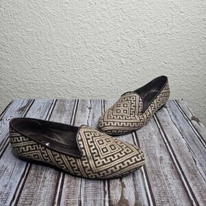 Ramon Tenza Slip-On Flats Size 7 woven tapestry Loafers tan and brown Casual